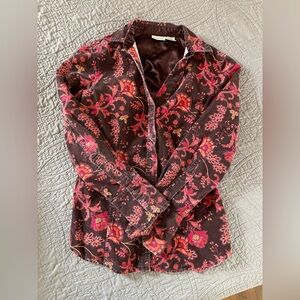 Sag Harbor Women's Floral Button Down Shirt - Brown and Pink